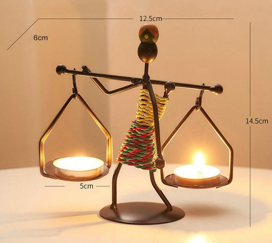 SUME Kadın Figürlü Metal Ferforje Tealight Mumluk Ev Dekoru Süs