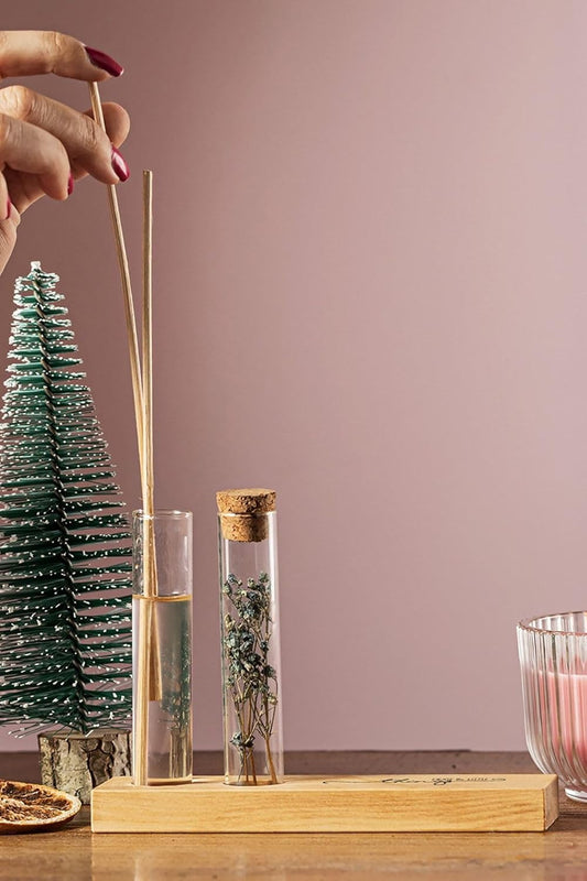 Hediyesepeti Doğum Günü Hediyesi Mottolu Çiçekli Dekoratif Set - Bambu Oda Kokusu Şişesi