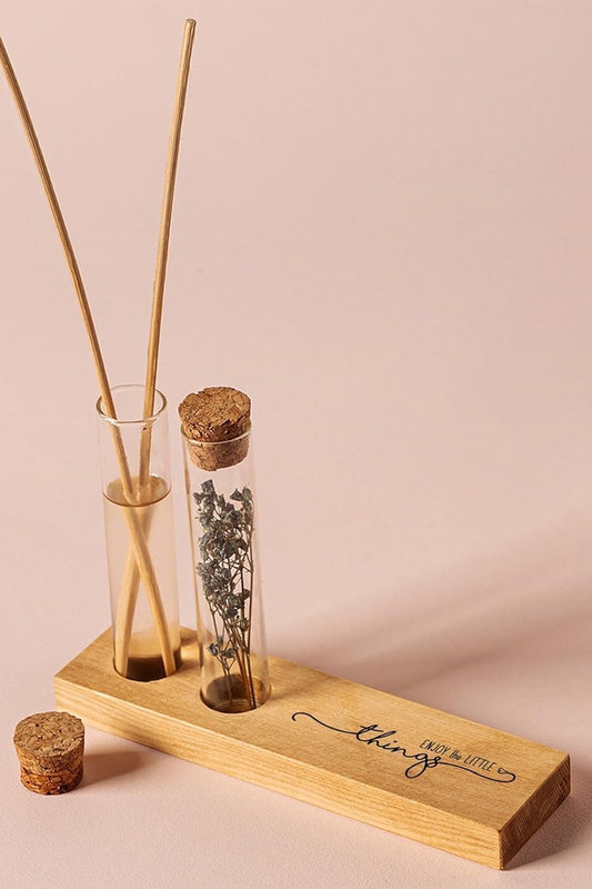 Hediyesepeti Doğum Günü Hediyesi Mottolu Çiçekli Dekoratif Set - Bambu Oda Kokusu Şişesi