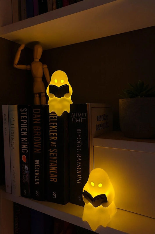 Arthesia 3D 👻 Kitap Okuyan Hayalet Gece Lambası | Dekoratif LED Işık | Sevimli Kitap Okuyan Hayalet Lamba | 👻